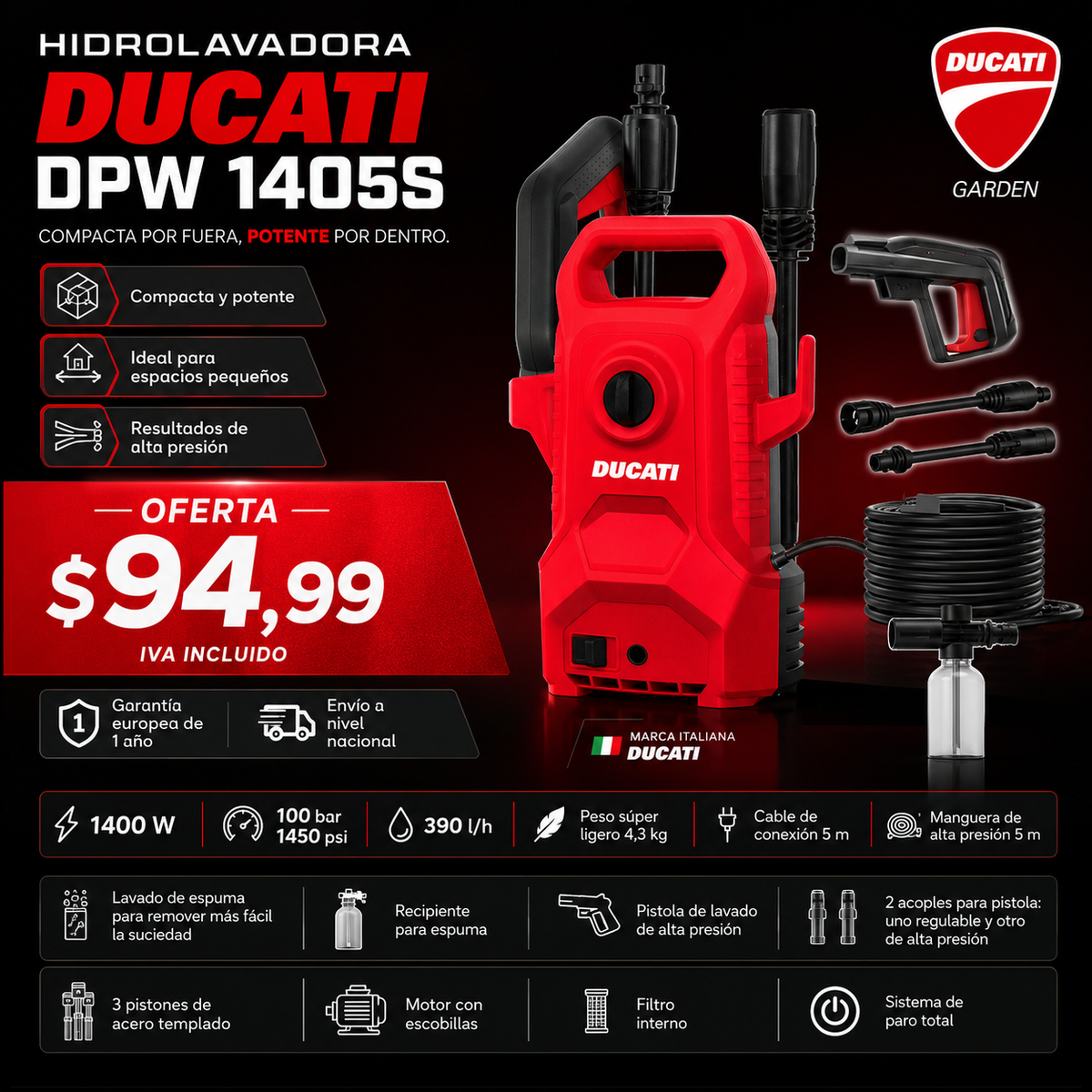 Hidrolavadora Ducati Dpw 1405s 390lh
